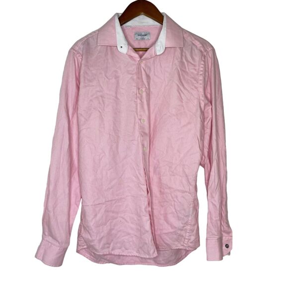 Duchamp London Tailored Pink Long Sleeve Collared Button Shirt Size 16.5 42 Mens - Picture 1 of 11